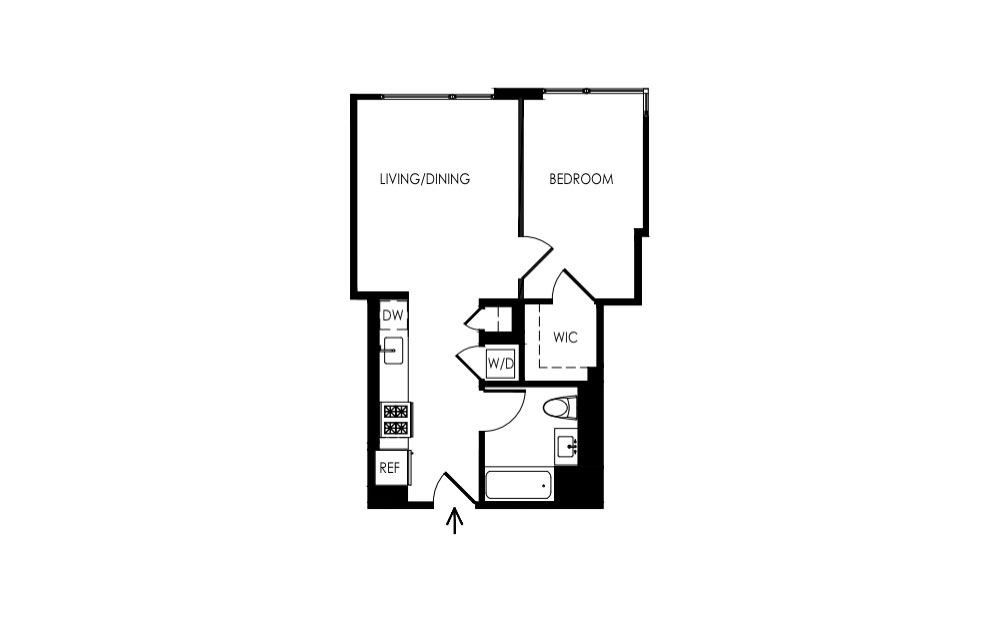 3JS-6JS - 1 bedroom floorplan layout with 1 bathroom and 571 square feet